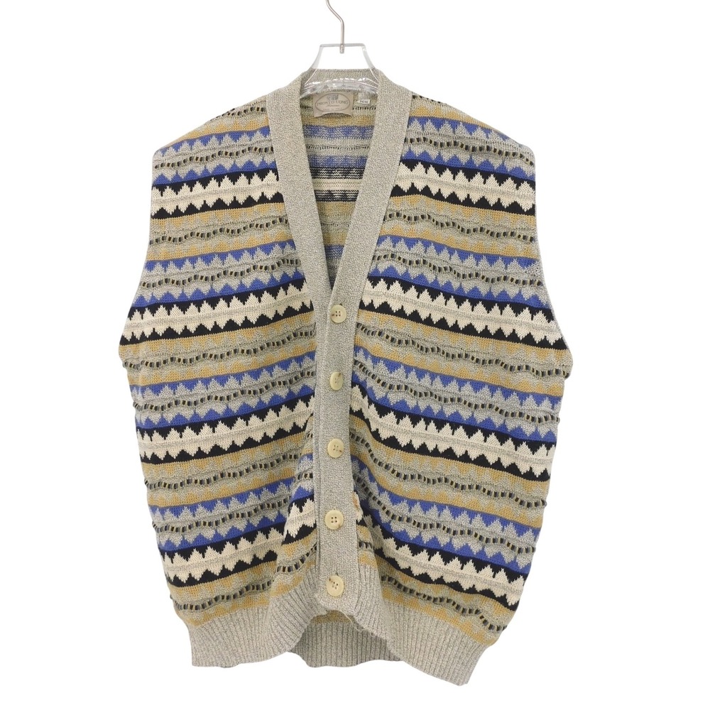 PRONTO UOMO Firenze Italy Mens Geometric Print V-Neck Sweater Vest Size 54XL‎